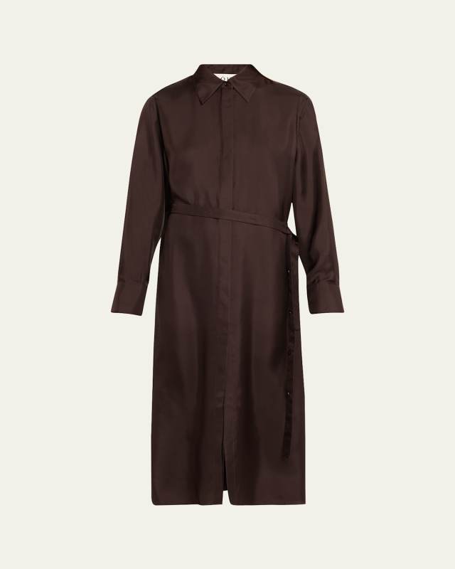Long-Sleeve Deconstructed Silk Wrap Dress